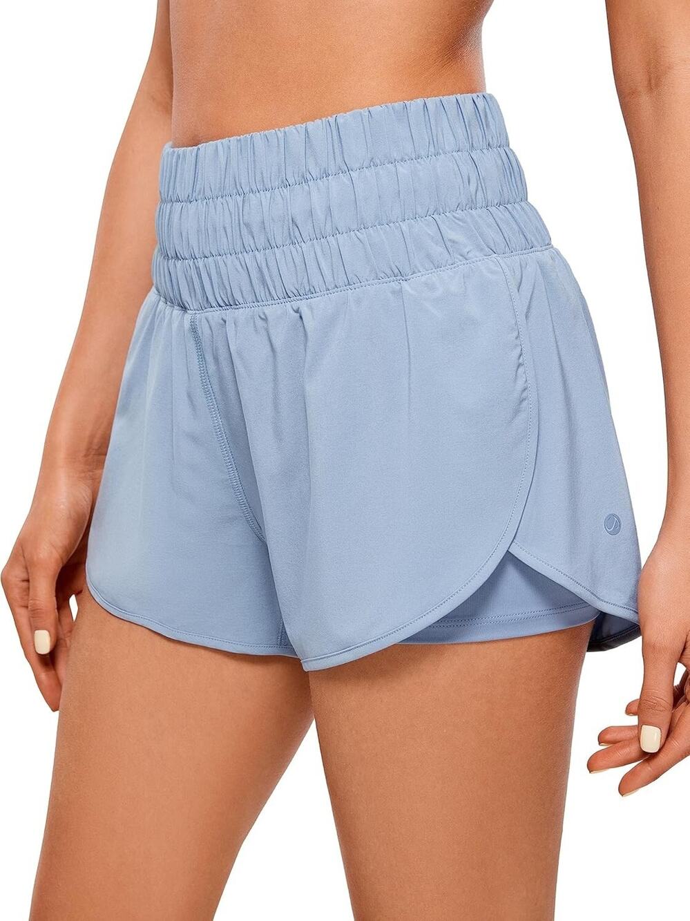 YOGA High Waisted Running Shorts for Women Athletic Blue M A000852